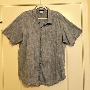 Columbia Short Sleeve Button Down Shirt XL Blue Chambray Casual Regular Fit